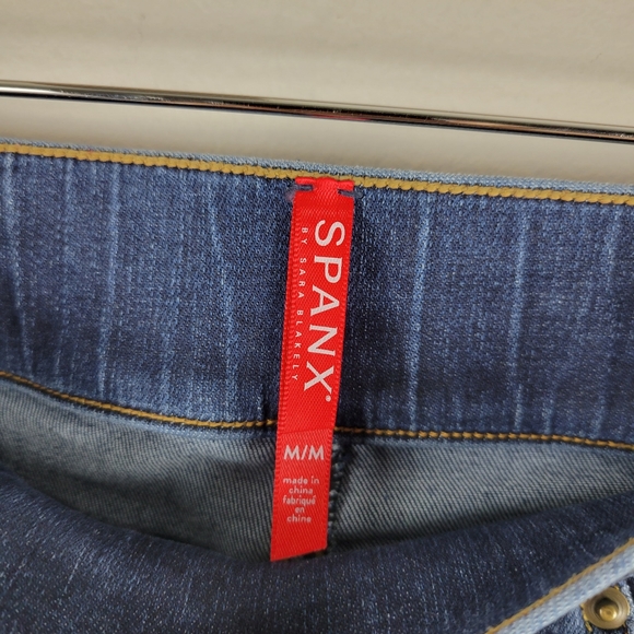 Spanx Distressed Ankle Skinny Pull On High Waist Released Raw Hem Jeans Jeggings - Picture 6 of 9